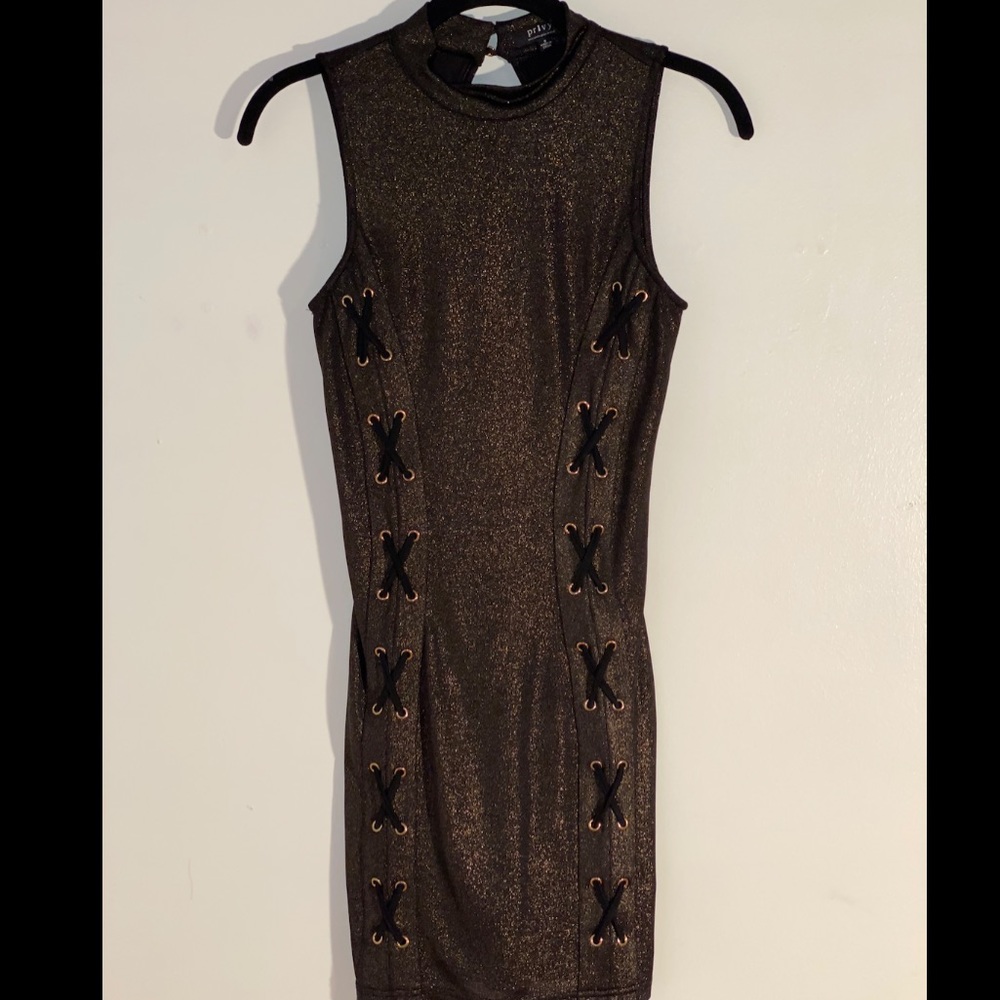 Privy black and gold mini dress